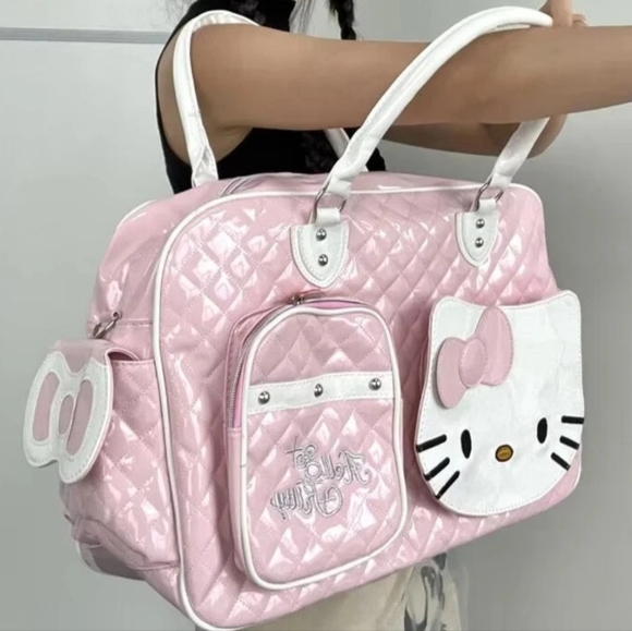 Hello Kitty Sanrio Travel Bag Hand Carry Luggage Cute Gym Bag Kawaii Y2K Pink - Picture 9 of 10